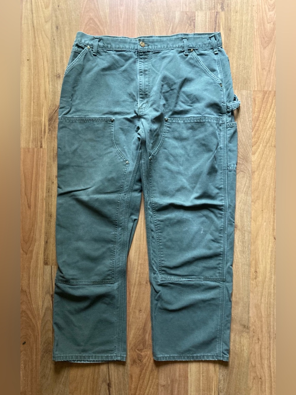 Carhartt B01 USA Firm Duck Double Front Logger Pants Mens 40x32 Moss Green